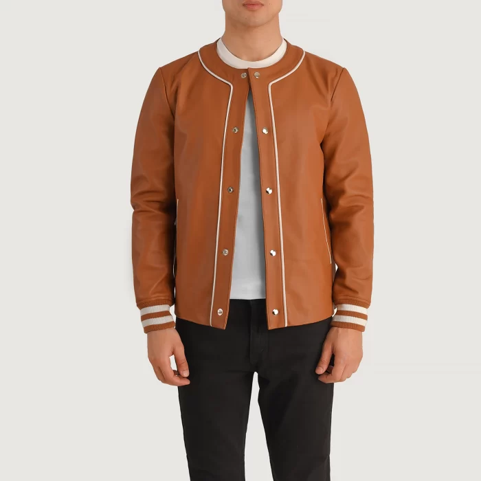 Brown Leather Varsity Jacket