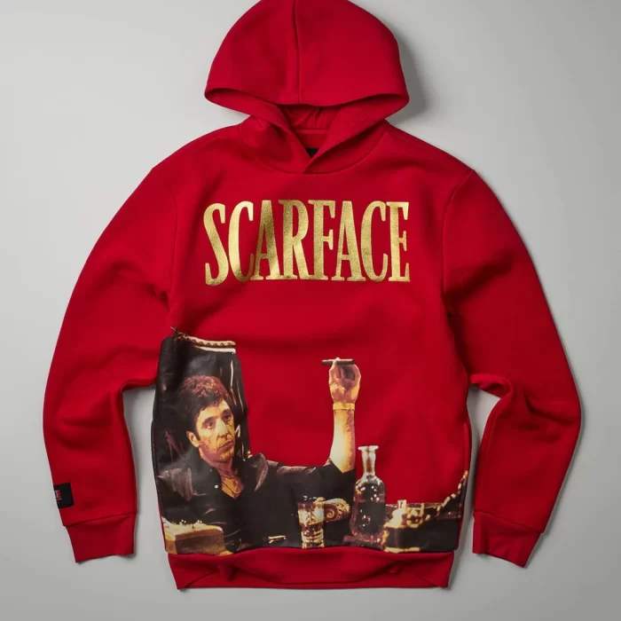 Plus Size Scarface Photo Print Hoodie - Red