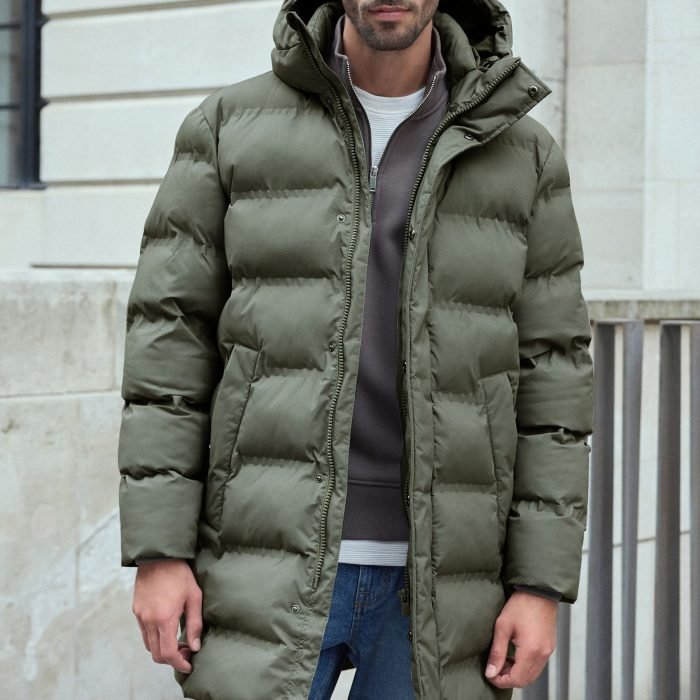 Sage Green Heatseal Hooded Puffer Coat