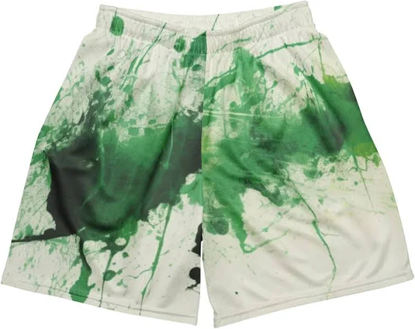 Unisex Green Splash Mesh Shorts