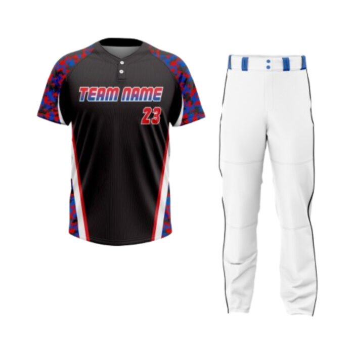 Custom Black-Maroon-White Baseball Uniform
