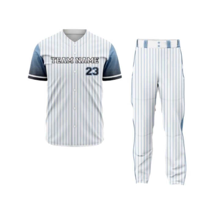 Custom Blue Gray-White Baseball Uniform