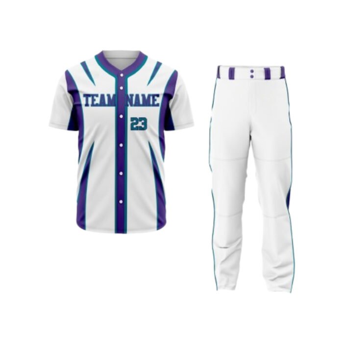 Teal-Blue-White Baseball Uniform
