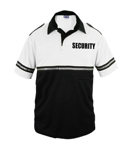 Two Tone Security Polo Shirt with Reflective Stripes and Zipper Pocket